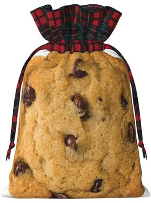 Geschenktüten mit Schokoladen-Plätzchen-Druck, Weihnachtsbeutel, Kordelzug, Geschenk, große Leinwand, Hochzeitstüten, Geschenk