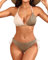Neckholder-Bikini-Set für Damen, zweiteiliger Triangel-Badeanzug, zum Binden von 2025, niedliche Bademode, Geripptes Braun und Beige, XL