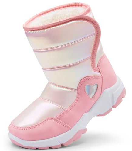 Harvest Land Schneestiefel Mädchen Warm Gefütterte Winterstiefel Outdoor rutschfeste Winterschuhe Stiefel für Kinder Snowboots Rosa 25