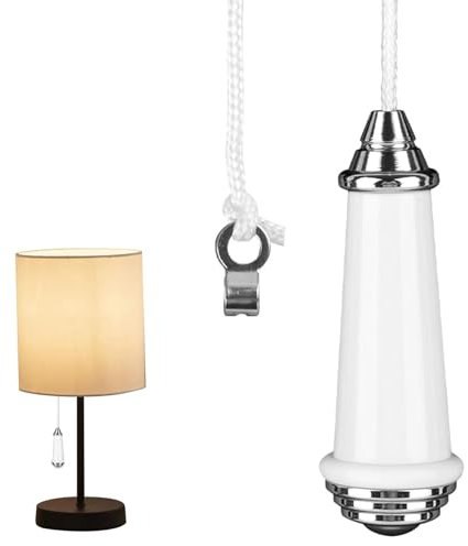 Anwangda Bathroom Light Pull Cord, Ceramic Light Pull Cord Handle with 100cm Light Pull Cord Extension, Bathroom Light Pull Switch for Bathroom Toilet Light Ceiling Light Fan Switch