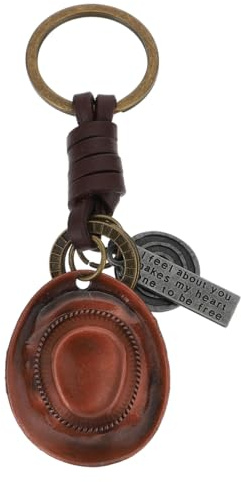 Gatuida Vintage Cowboyhut SchlüSselanhäNger Aus Metall Mit Handgefertigtem Lederband, Kreatives Souvenirs FüR MäNner Und Frauen, Ideal Als AutoschlüSselanhäNger Oder Dekoration