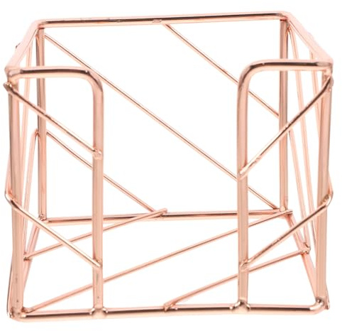 Lurrose Rose Gold Memo Holder Iron Construction Elegant Hollowout Desk Organizer Space-Saving Large Storage Note Dispenser