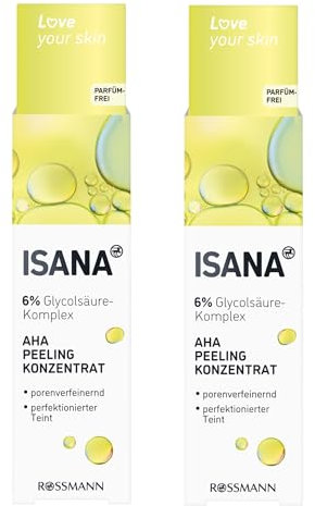 2x Isana AHA Peeling Konzentrat | 6% Glycolisäure-Komplex | 2x 30 ml