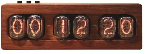 IN-12 Nixie-Röhrenuhr, Vintage-Digitaluhren, DIY-Ornamente für den Schreibtisch, mit Ausschaltspeicher, Typ-C-Schnittstelle, Holzrahmen, Geschenke zum Dekorieren von Räumen und Schreibtischen