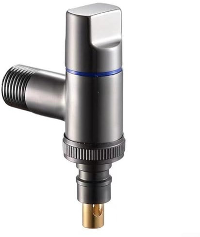 Waschmaschinen-Waschtisch-Wasserstoppventil, Wasserhahn, ultrakurzes Ganzkupfer-Körper-Dreieckventil, für Waschmaschine (Einzelauslass, grau)