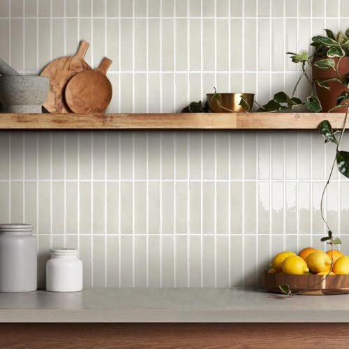 COMSTICKC Baldosas Adhesivas Pared Cocina Beige, 10 Piezas 30.5 X 30.5 cm, Vinilo Azulejos Adhesivos Cocina Baño, Impermeables, Extraíble