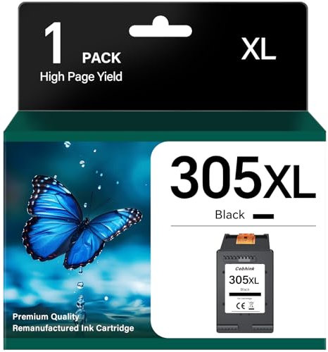 305XL Schwarze Druckerpatronen für HP 305 Druckerpatronen Schwarz, Druckerpatrone für HP 305 XL für HP DeskJet 2720, 2730, 4100, 4134 und Envy 6020, 6022, 6030, 6032, 6420, 6422, 6430, 1 Stück