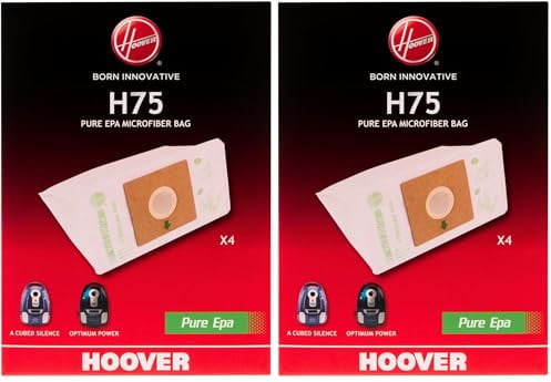HOOVER H75 Sacs pour Aspirateurs Hoover - Compatibles avec les Aspirateurs Thunder Space, A Cube Silence et Optimum Power- Sacs d'Origine - en Microfibre - Pure EPA - Anti-Odeur - Lot de 8 Pièces