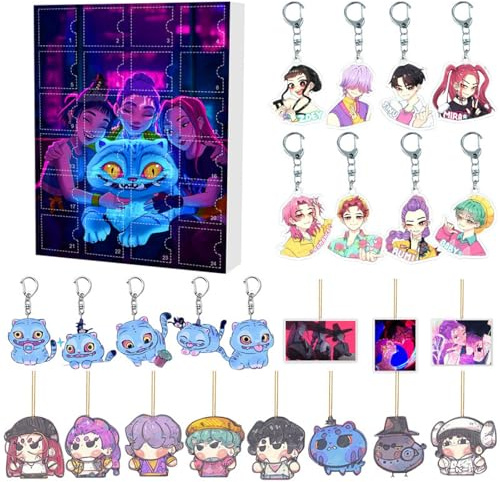 K-Pop Demon Hunter Adventskalender 2025 Weihnachtenadventskalender 24 Tage Weihnachts Countdown Kalender Niedliche Schlüsselanhänger Weihnachtsbaum Ornamente (K-Pop)