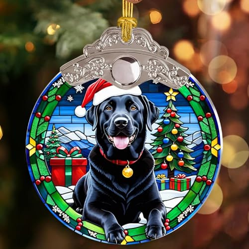 Black Labrador Christmas Tree Decorations Glass Xmas Ornaments With Ribbon Christmas Pendant