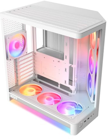 NZXT H6 RGB+ - Kompaktes Dual-Kammer ATX PC-Gehäuse - Weiß | Dual-Kammer-ATX-Gehäuse mit vorinstallierten RGB-Lüftern und Control Hub Lite. Synchrone Beleuchtung via CAM out of the box.