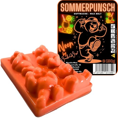 WonderWax Neon Duftriegel 6 x Duftwachs Bären Wachsmelt Duftwachs Raumduft für Duftlampen Soja Wachs Melts Duftmelt Aroma Wellnes Kerzen Wärmer Wax Tarts Sommerpunsch