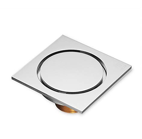 Square Shower Drain, Stainless Steel Floor Waste Grate with Heavy Duty Brass Strainer for Tile Bathroom Drain Cover