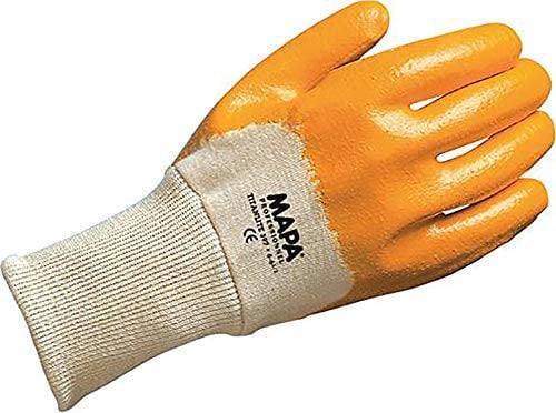 MAPA Professionnel Professional Titan 397 – Nitrilhandschuhe für schwere Arbeiten in der Automobil- und Baubranche, gelb, Größe 8 (1 Paar), Schutzhandschuhe