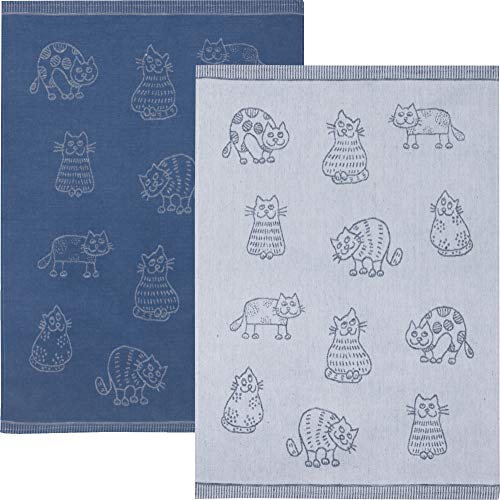 Kracht Geschirrtuch 2er-Pack Halbleinen Katzen Größe 50x70 cm