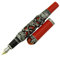 Jinhao Dragon King Fountain Pen Fine Nib intricate Designe Red Background with Jewelry on Top with Pen Pouch