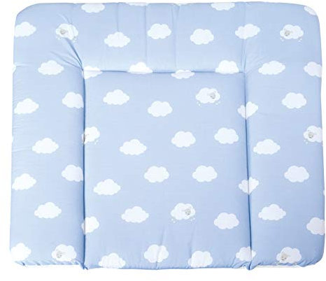 roba Wickelauflage Kleine Wolke - 85 x 75 cm - Baby Wickeltischauflage PU beschichtet - Wickelunterlage für Mädchen / Jungen - Hellblau / Weiß