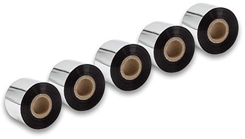 vhbw 5X Thermotransfer-Band kompatibel mit Citizen 631, 2001, 4081, 4121 Drucker Etikettendrucker - Thermoband, Wischfest, 50 mm x 300 m, Schwarz