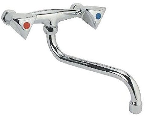 Sanixa GO7002 Wandarmatur schwenkbar Küche Wand-Ventil Mischer-Armatur Mischbatterie Küchenarmatur Zweigriff Wasserhahn Warm Kalt
