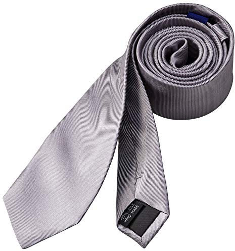 Hedgerow® Krawatte aus 100% Seide, Seiden Schlips, Slim 6cm, Handgefertigt, Silber Grau