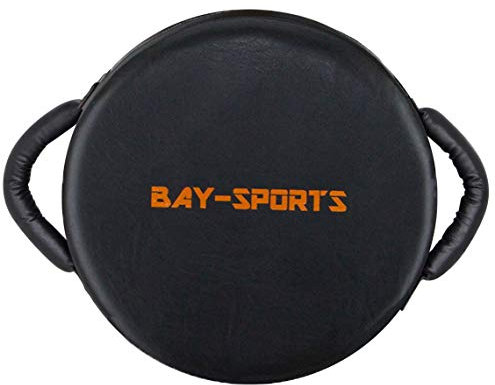 Bay UFO RUND 40 x 40 x 17 cm schwarz/orange Leder PU Schlagpolster, Schlagkissen, Pratze Pratzen Bodyshield Kickboxen Thaiboxen Muay Thai