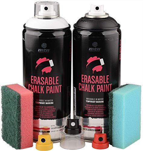 MTN Kreidespray Set schwarz weiss inkl. Schwamm und Ersatzcaps