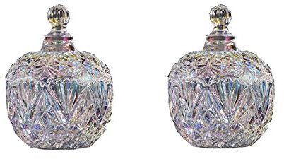 2 pots de bonbons en verre avec couvercle bol de bonbons décoratif recouvert de cristal, bocal de rangement