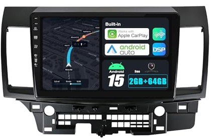 JOYX Android 15 Autoradio Passt für Mitsubishi Lancer (2010-2016) - GPS 2 Din - Rückfahrkamera KOSTENLOS - [2G+64G] - 10.1 Zoll - Unterstützen DAB Lenkradsteuerung 4G WiFi BT5.0 Mirrorlink Carplay