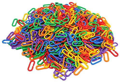 Suwimut 1000 Pieces Plastic C-Clip Hooks Chain Links, Interchangeable Rainbow C-Links for Classroom Playroom Learning Toys, Small Pet Rat Parrot Bird Toy Cage