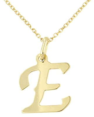 Lucchetta Schmuck Goldkette Damen 375 Echtgold Buchstabe Anhänger | 9 Karat Gelbgold, Initialen A-Z, 45 cm, für Damen