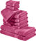 REDBEST Frottier-Set 10-TLG. Chicago Fuchsia Größe - Handtuch, Duschtuch, Gästetuch, Waschhandschuh - saugstark, strapazierfähig, ideal für Reisen, Sport