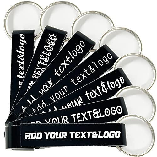 Slavna 100 Pcs Personalised Bottle Opener Keyring,Engraved Name,Text,Logo,Novelty Metal Custom Bottle Opener Keychain Customised Gift for Wedding Favour Party Favour Birthday Anniversary,Black