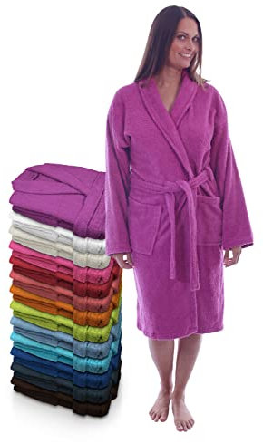 LEBENGOOD - Accappatoio unisex da donna e uomo, 100% cotone spugna americana 400 g, con cintura, tasche (Viola L)