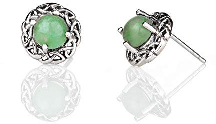 Jade Circle - keltische Ohrstecker aus Schottland - Sterling Silber & grüne Jade