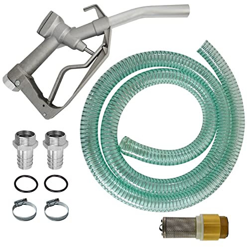 PUMPEN ZUBEHÖR Set ZAPFPISTOLE Diesel Schlauch WASSERSCHLAUCH SAUG- und Druck-Set für PUMPE Diesel Heizöl Kraftstoff Wasser mit RÜCKSCHLAGVENTIL und ANSCHLUSS-ZUBEHÖR (Zubehör-Set 1)