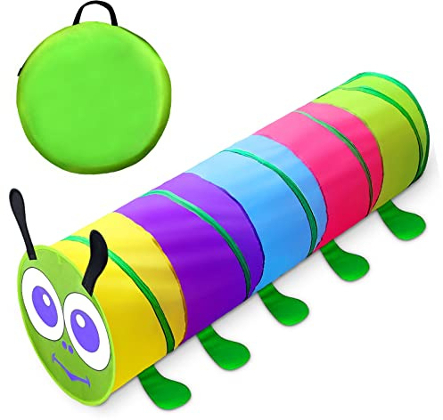 Tunnel für Kinder Spielzelt für Draußen mit Mesh-Seiten für Kinder ab 1 2 3 Jahr, Vielseitiger Krabbeltunnel Klappbares Pop-up-Spielzeuggeschenk für Tiere