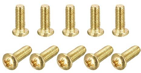 sourcing map Brass Machine Screws, M3x8mm Phillips Pan Head Fastener Bolts for Furniture, Office Equipment, Electronics 16Pcs