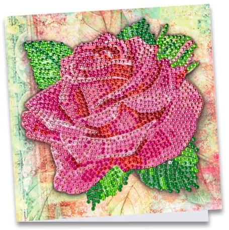 Ideen mit Herz Diamond-Painting-Grußkarte | Strass-Edition | 16 x 16 cm | 370 g/m² | inkl. Steine, Umschlag & Werkzeug (Rose in Pink)