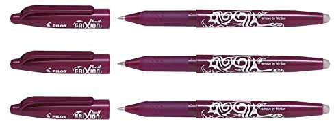 PILOT Frixion Ball 07 Erasable Rollerball Pens Medium Tip Burgundy Red Pack of 3