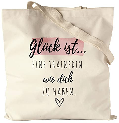 Hey!Print Glück Ist Eine Trainerin Wie Dich Zu Haben Jutebeutel Stoffbeutel Canvas Geschenk Danke Sagen Training
