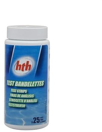 HTH - Test Cl/pH/Br/TH/TAC/Cya (boîte de 25 bandelettes) | Bandelette Analyse de l'eau + 10 Tests HPS OFFERTS 6 en 1
