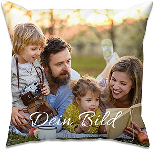 MFGCH Personalisiertes Kissen Fotokissen, Seitenschläferkissen, Kissen mit Foto Selbst Gestalten, Doppelseitiger Druck Fotokissen mit Bild und Text, für Geburtstag, Muttertag, 40x40cm