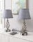 EDISHINE LED Nachttischlampe Touch Dimmbar 2er Set, Tischlampe Modern, Lampe mit Ladefunktion, 2 USB Anschlüsse, für Deko Schlafzimmer, Wohnzimmer, Fensterbank, Geschenk, Lampenschirm Leinen, Grau