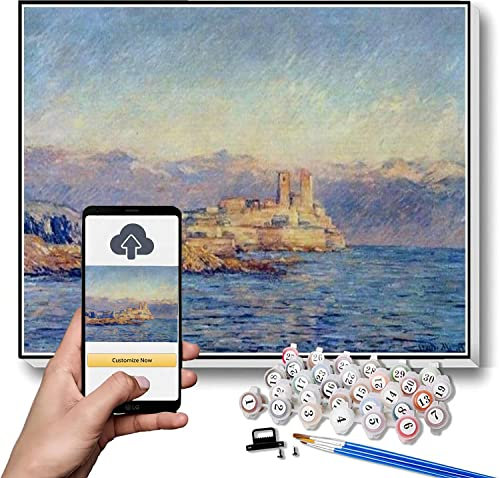 Kit de peinture par numéros pour adultes et enfants Le château à Antibes par Claude Monet Peinture par numéro sur toile pour débutants