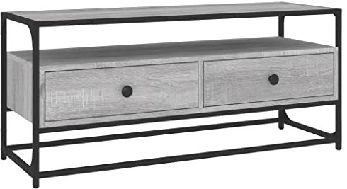 vidaXL Meuble TV, Armoire de Télévision avec 2 Tiroirs, Meuble Télé avec Rangement Salon Salle de Séjour, Industriel, Sonoma Gris Bois d'Ingénierie