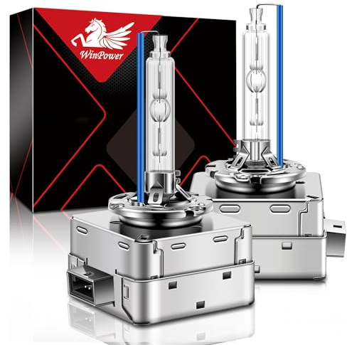 WinPower D1S Xenon HID Headlight Bulb, 8000K Ice Blue White 35W Metal Stents Base High Low Beam Replacement Lights, Pack of 2