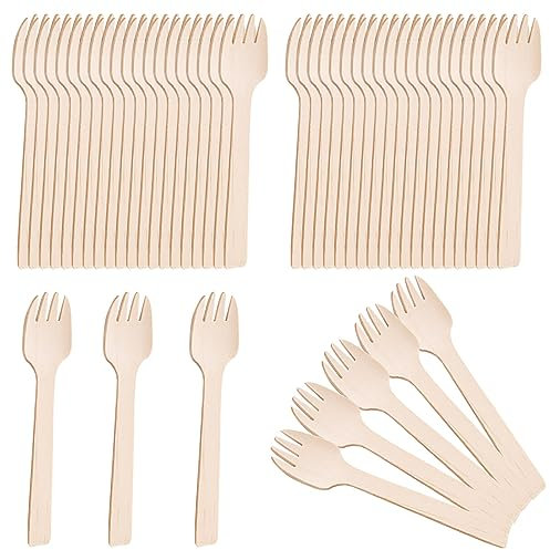 Fourchette Jetable,200pcs Fourchettes Jetables,10.5cm Fourchette Jetable,Ecologique,Biodégradable,Compostable,Fourchettes Jetables pour Fêtes,Anniversaires,Barbecues,Pique-Niques,Camping,Mariages