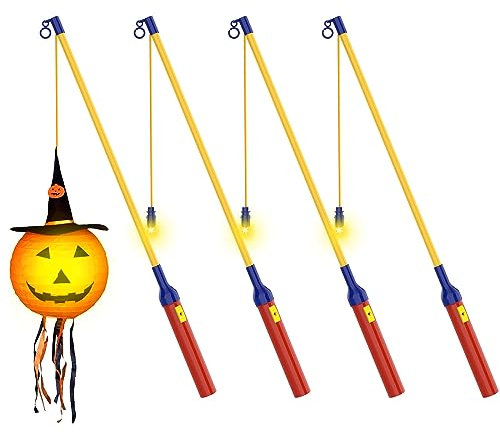 EasyAcc 4er Elektrischer Laternenstab LED DIY Aufkleber Laternenstab 40cm für St Martin Laterne Kinder Stab Laternenumzüge Halloween Zauberstäbe Party