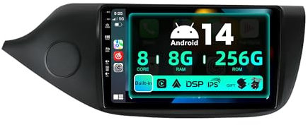 SXAUTO ¦8G+256G¦ Android 14 IPS Autoradio für Kia CEE'd CEED JD (2012-2018) - Eingebaut Carplay/Android Auto/DSP - LED Kamera + MIC - DAB Lenkradsteuerung Fast-Boot 360-CAM WiFi - 2 Din 9 Zoll