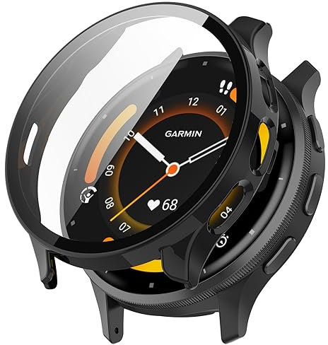 Blueshaweu Custodia per Garmin Venu 3 Smartwatch, Hard PC Custodia con Vetro Protezione Schermo Compatibile con Garmin Venu 3 Smartwatch (Nero)